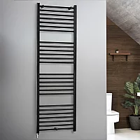 Milano x ECOSO Nero Electric 1800mm x 600mm Straight Black Heated Towel Rail With Simple Element