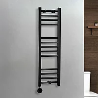 Milano x ECOSO Nero Electric 1000mm x 300mm Straight Black Heated Towel Rail With WiFi Thermostatic Element