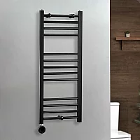 Milano x ECOSO Nero Electric 1000mm x 400mm Straight Black Heated Towel Rail With WiFi Thermostatic Element