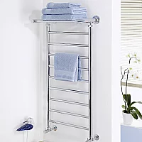 Milano Pendle Chrome Heated Towel Rail with Heated Shelf 994mm x 532mm
