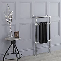 Milano Elizabeth Black and Chrome Traditional Electric Heated Towel Rail 930mm x 450mm