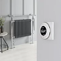 Milano Elizabeth Anthracite Traditional Dual Fuel Heated Towel Rail 930mm x 790mm With Overhanging Rail With WiFi Thermostat