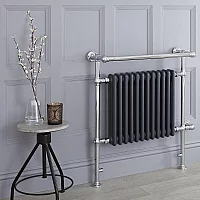 Milano Elizabeth Anthracite and Chrome Traditional Electric Heated Towel Rail 930mm x 790mm With Overhanging Rail