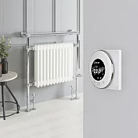 Milano Elizabeth White Traditional Dual Fuel Heated Towel Rail 930mm x 790mm With WiFi Thermostat and Cable Cover