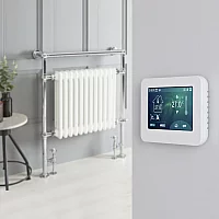 Milano Elizabeth White Traditional Dual Fuel Heated Towel Rail 930mm x 790mm With Touchscreen WiFi Thermostat