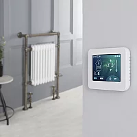 Milano Elizabeth Dark Brushed Brass Traditional Dual Fuel Heated Towel Rail 930mm x 620mm With Touchscreen WiFi Thermostat and Cable Cover