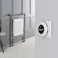 Milano Elizabeth Dark Brushed Brass Traditional Dual Fuel Heated Towel Rail 930mm x 620mm With WiFi Thermostat and Cable Cover