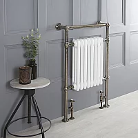 Milano Elizabeth Dark Brushed Brass Traditional Dual Fuel Heated Towel Rail 930mm x 620mm Without Thermostat