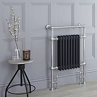 Milano Elizabeth Anthracite and Chrome Traditional Heated Towel Rail 930mm x 620mm