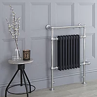 Milano Elizabeth Anthracite and Chrome Traditional Electric Heated Towel Rail 930mm x 620mm