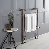 Milano Elizabeth Brushed Bronze Traditional Dual Fuel Heated Towel Rail 930mm x 620mm With Cable Cover No Thermostat
