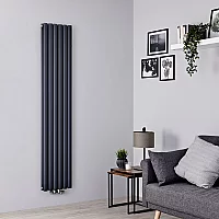 Milano Aruba Flow Anthracite Vertical Double Panel Middle Connection Designer Radiator 1780mm x 354mm