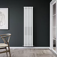 White Designer Radiator with Convector Fins 1780 x 420mm Double Flat Panel Milano Alpha 5000 BTU Radiators