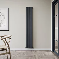 Dark Grey Double Flat Panel Convector Radiator with Designer Look 1780 x 280mm Milano Alpha