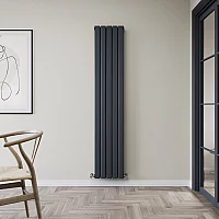 Milano Alpha 1780 x 350mm Anthracite Double Flat Panel Vertical Designer Convector Radiator