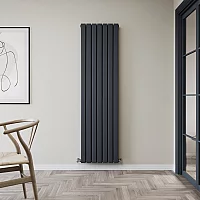 Milano Alpha 1780 x 490mm Anthracite Double Flat Panel Vertical Designer Convector Radiator