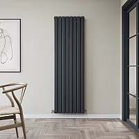 Milano Alpha 1780 x 560mm Anthracite Double Flat Panel Vertical Designer Convector Radiator