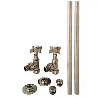 Milano Traditional Pipe and Angled Radiator Valve Set Dark Brushed Brass