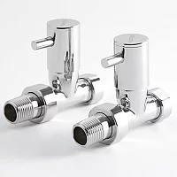 Milano Minimalist Chrome Straight Radiator Valves Pair