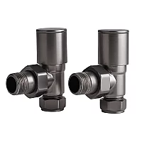 Milano Modern Gun Metal Grey Angled Radiator Valves Pair