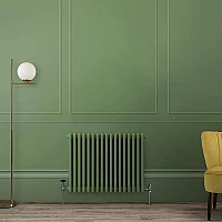 600mm x 785mm Triple Column Green Horizontal Classical Radiator Milano Windsor