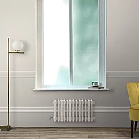 Milano Windsor Traditional Elk Brown Horizontal Double Column Electric Radiator 600mm x 1010mm with Black Backlit WiFi Thermostat