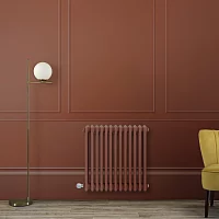 Milano Windsor Traditional Booth Red Horizontal Double Column Electric Radiator 600mm x 605mm with Black Backlit WiFi Thermostat