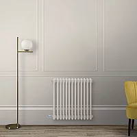 Milano Windsor Traditional Pearl White Horizontal Double Column Electric Radiator 300mm x 1010mm with White Backlit WiFi Thermostat