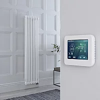 Milano Windsor White Traditional Vertical Electric Double Column Radiator 1500mm x 380mm with Touchscreen WiFi Thermostat