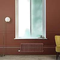 Milano Windsor Traditional Booth Red Horizontal Double Column Electric Radiator 300mm x 785mm with Black Backlit WiFi Thermostat