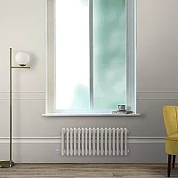 Milano Windsor Traditional Elk Brown Horizontal Double Column Electric Radiator 600mm x 1190mm with Black Backlit WiFi Thermostat