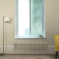 Milano Windsor Traditional Elk Brown Horizontal Double Column Electric Radiator 300mm x 605mm with Black Backlit WiFi Thermostat