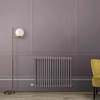 Milano Windsor Traditional Dahlia Purple Horizontal Double Column Electric Radiator 300mm x 1190mm with Black Backlit WiFi Thermostat