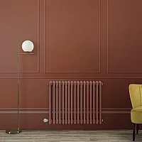 Milano Windsor Traditional Booth Red Horizontal Double Column Electric Radiator 600mm x 785mm with White Backlit WiFi Thermostat