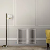 Milano Windsor Traditional Pearl White Horizontal Double Column Electric Radiator 300mm x 1190mm with Black Backlit WiFi Thermostat