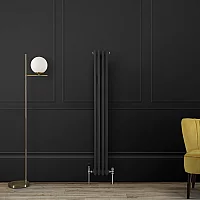 1500mm x 200mm Double Column Traditional Black Vertical Radiator Milano Windsor