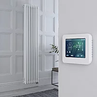Milano Windsor White Traditional Vertical Electric Triple Column Radiator 1800mm x 380mm with Touchscreen WiFi Thermostat