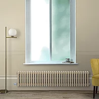 Milano Windsor Traditional Elk Brown Horizontal Double Column Electric Radiator 300mm x 785mm with Black Backlit WiFi Thermostat