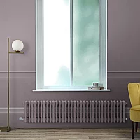 Milano Windsor Traditional Dahlia Purple Horizontal Double Column Electric Radiator 300mm x 785mm with Black Backlit WiFi Thermostat