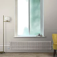 Milano Windsor Traditional Pearl White Horizontal Double Column Electric Radiator 300mm x 785mm with Black Backlit WiFi Thermostat