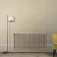 Milano Windsor Traditional Elk Brown Horizontal Double Column Electric Radiator 600mm x 605mm with Black Backlit WiFi Thermostat