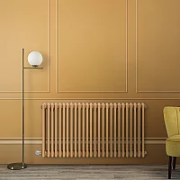 Milano Windsor Traditional Autumn Yellow Horizontal Double Column Electric Radiator 600mm x 605mm with Black Backlit WiFi Thermostat
