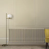 Milano Windsor Traditional Elk Brown Horizontal Double Column Electric Radiator 600mm x 785mm with White Backlit WiFi Thermostat