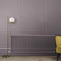 Milano Windsor Traditional Dahlia Purple Horizontal Double Column Electric Radiator 600mm x 785mm with White Backlit WiFi Thermostat