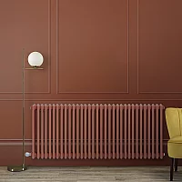 Milano Windsor Traditional Booth Red Horizontal Double Column Electric Radiator 600mm x 1505mm with White Backlit WiFi Thermostat