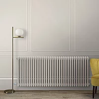 Milano Windsor Traditional Pearl White Horizontal Double Column Electric Radiator 600mm x 785mm with White Backlit WiFi Thermostat