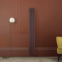 Milano Windsor Booth Red Vertical Traditional Electric Column Radiator Double Column 1500mm x 290mm with OnWall Touchscreen WiFi Thermostat