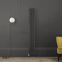 Milano x ECOSO Windsor Carbon Grey Vertical Traditional Electric Column Radiator Double Column 1500mm x 290mm with Thermostatic WiFi Heating Element
