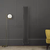 Milano Windsor Carbon Grey Vertical Traditional Electric Column Radiator Double Column 1500mm x 290mm with OnWall WiFi Thermostat