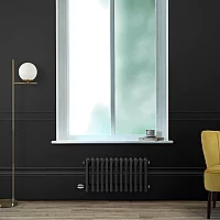 Milano Windsor Midnight Black Horizontal Traditional Electric Column Radiator Double Column 300mm x 605mm with Cable Cover and No Thermostat